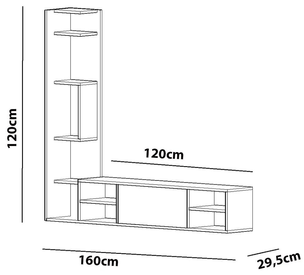 Móvel de TV Pera com Estante Incorporada – 160x29,5x120 cm – Branco -