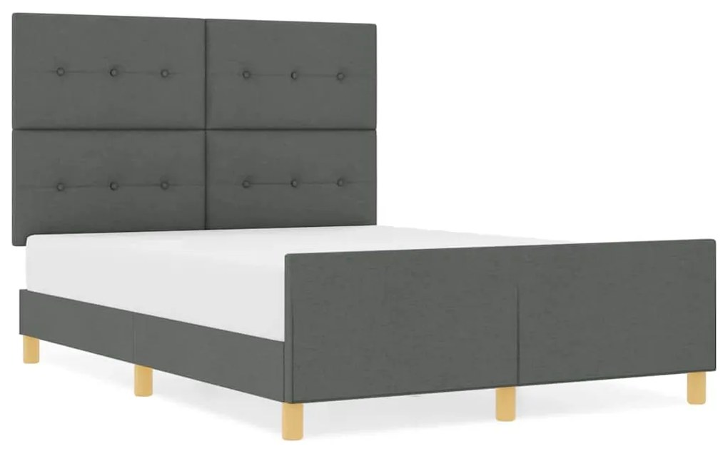 Cama vidaXL Cinza Escuro 140x190 cm Tecido