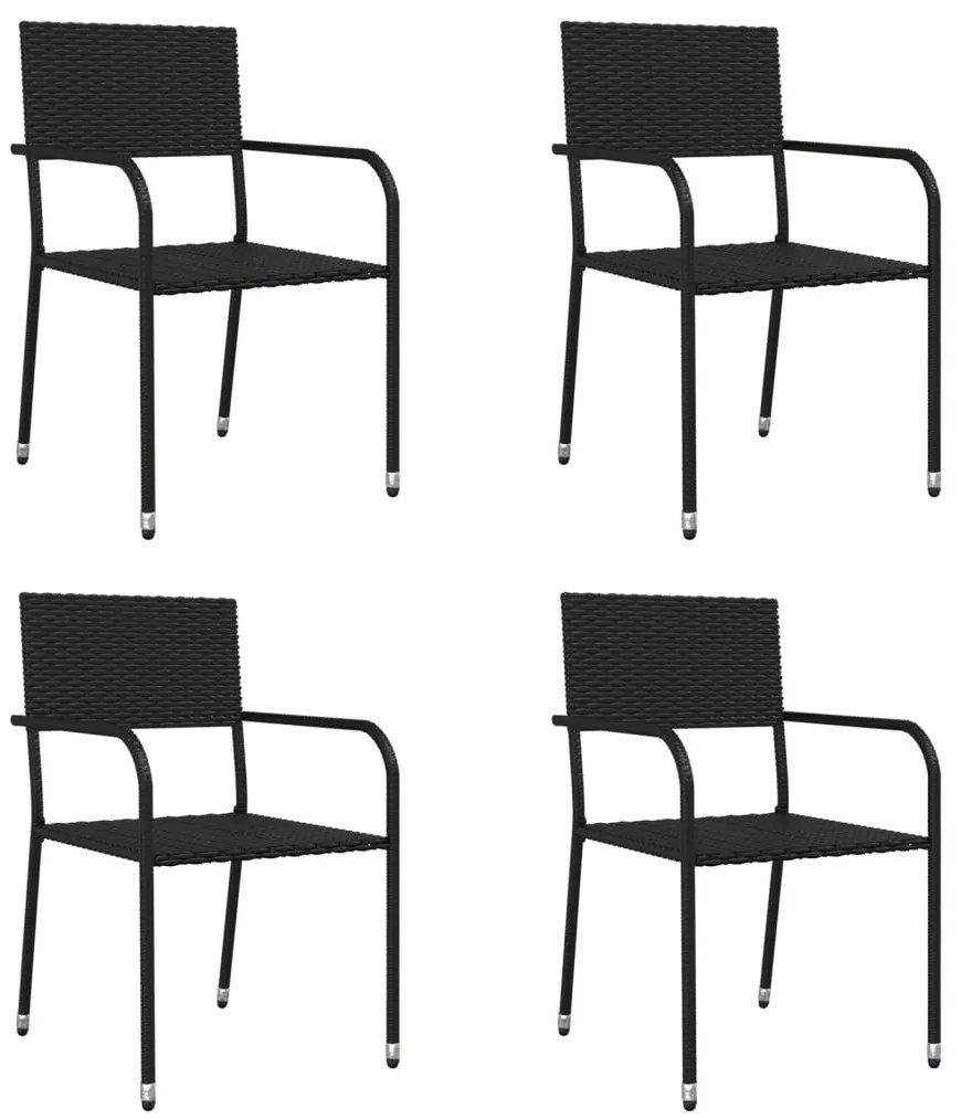 5 pcs conjunto de jantar p/ jardim vime PE preto