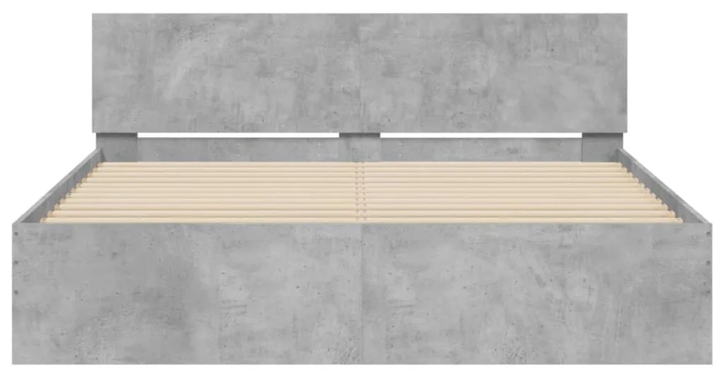 Estrutura de cama com cabeceira 140x200 cm cinzento cimento