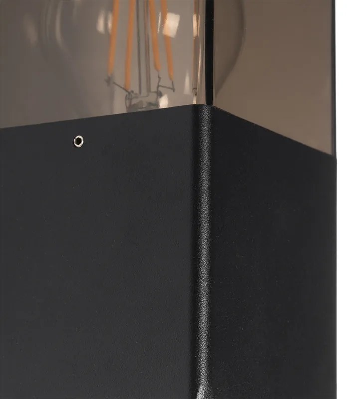 Candeeiro de parede exterior moderno preto IP44 com vidro fumê - Denmark Moderno