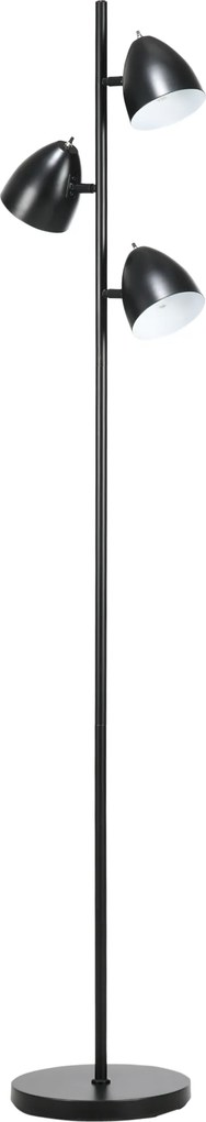 Candeeiro de pé para sala de estar, estilo industrial, com 3 abajures orientáveis em aço, 38 x 28 x 169 cm, preto