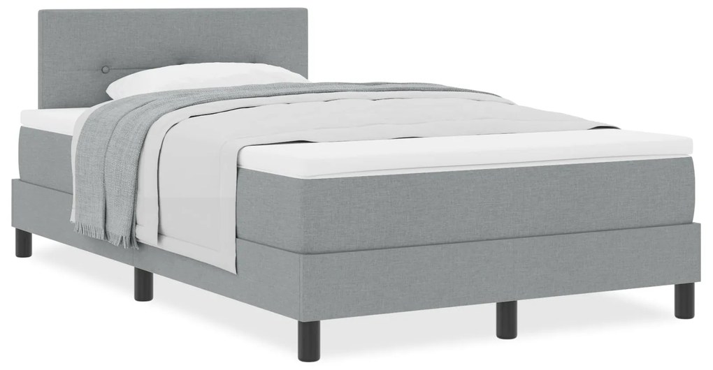 Cama Box Spring com colchão Cinza Claro 120x190 cm Tecido