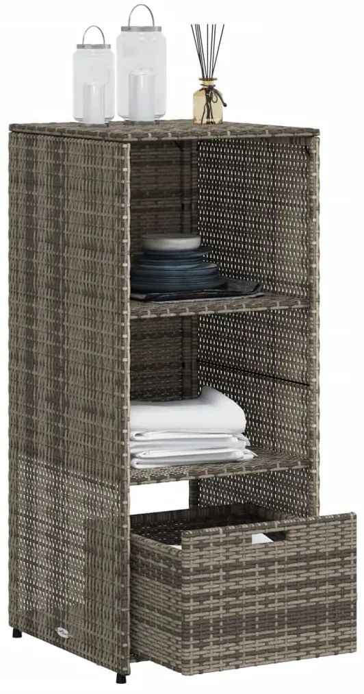 Armário de arrumação para jardim 50x55x115 cm vime PE cinzento