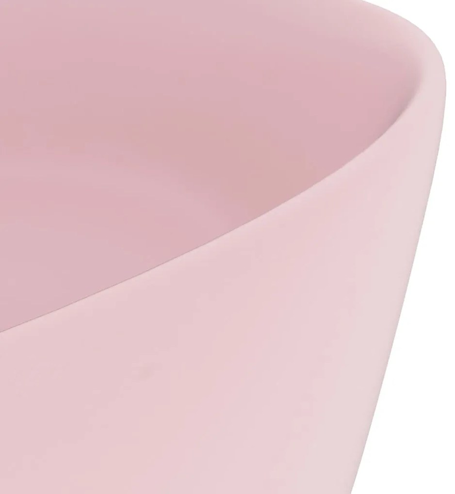 Lavatório luxuoso redondo 40x15 cm cerâmica rosa mate