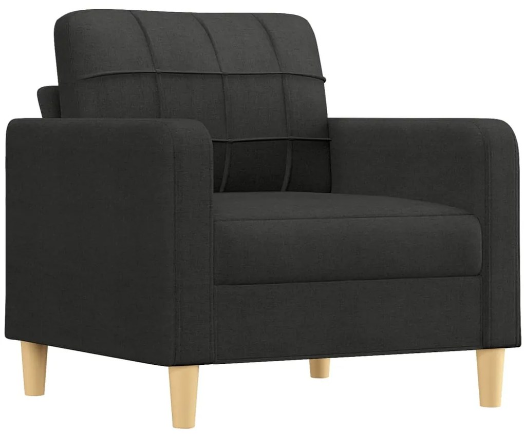 4 pcs conjunto de sofás com almofadas tecido preto