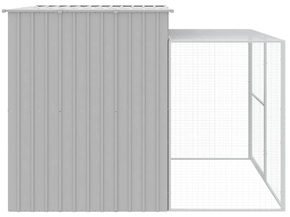 Casota cães c/ parque 214x253x181 cm aço galvaniz. cinza-claro