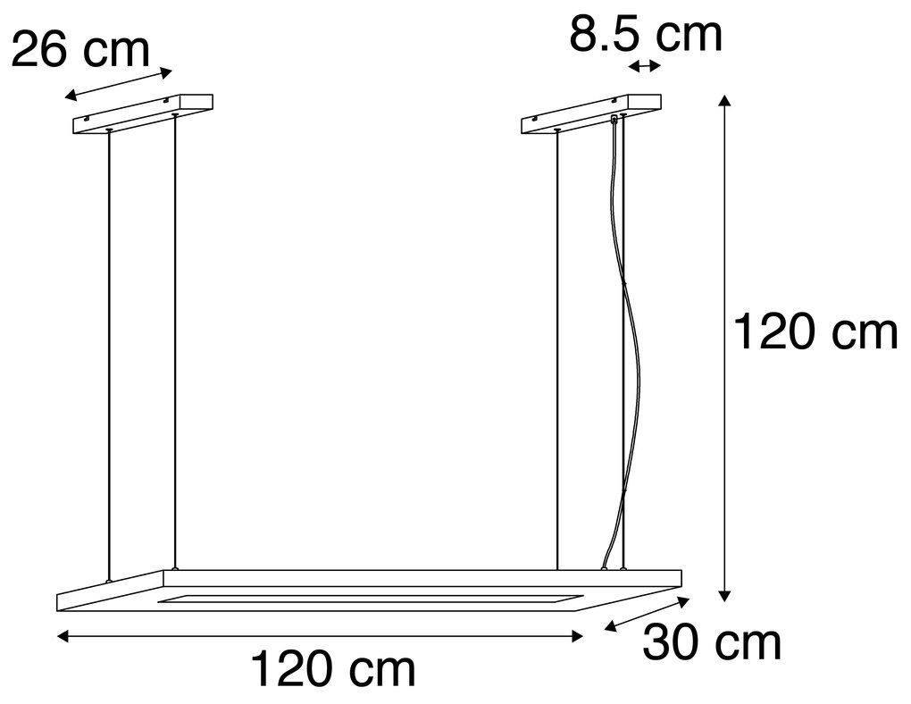 Candeeiro de suspensão em madeira 120 cm com LED e comando remoto - Ajdin Moderno