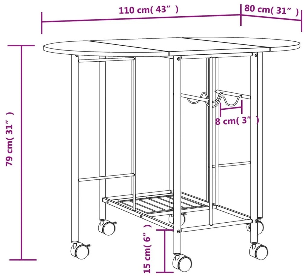 Conjunto de jantar dobrável 5 pcs MDF