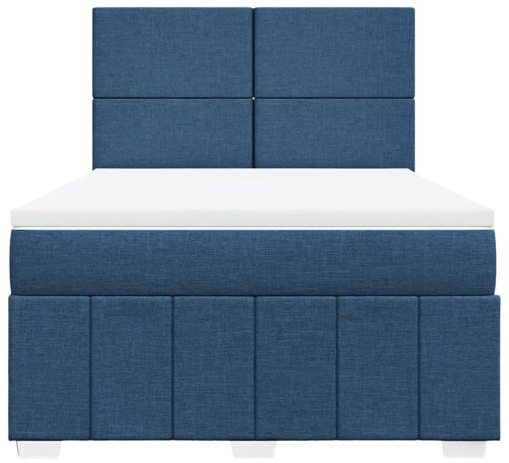 Cama com molas/colchão 140x200 cm tecido azul