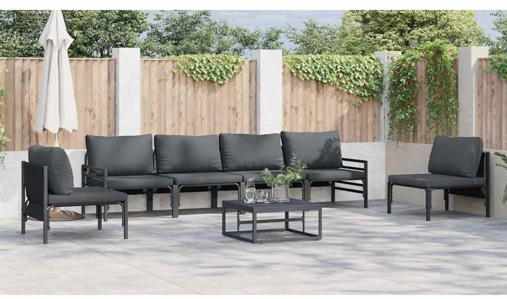Conjunto de Sofá de Jardim 7 pcs Antracite Aço