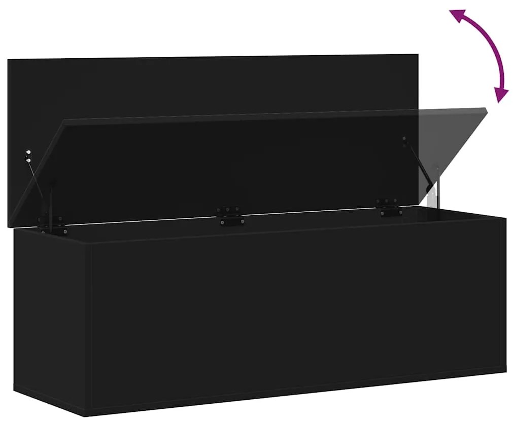 Caixa de arrumação 102x35x35 cm derivados de madeira preto