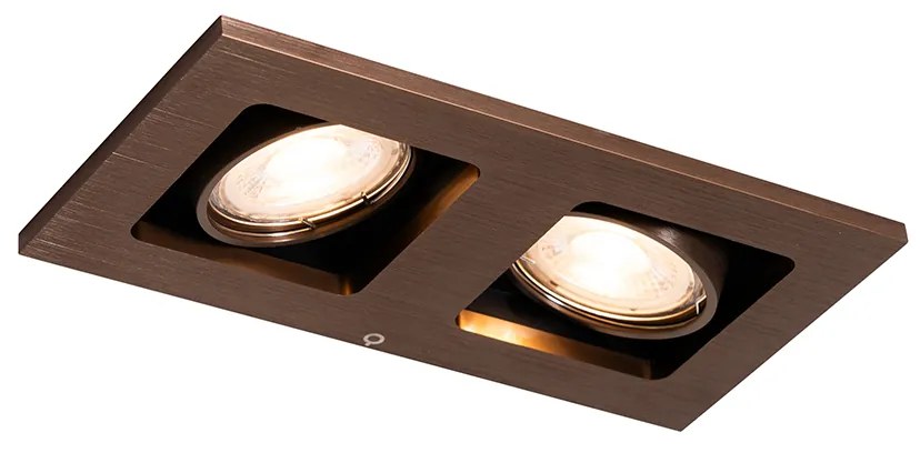 Foco embutido bronze escuro retangular 2 luzes ajustável e rotativo - Qure Moderno