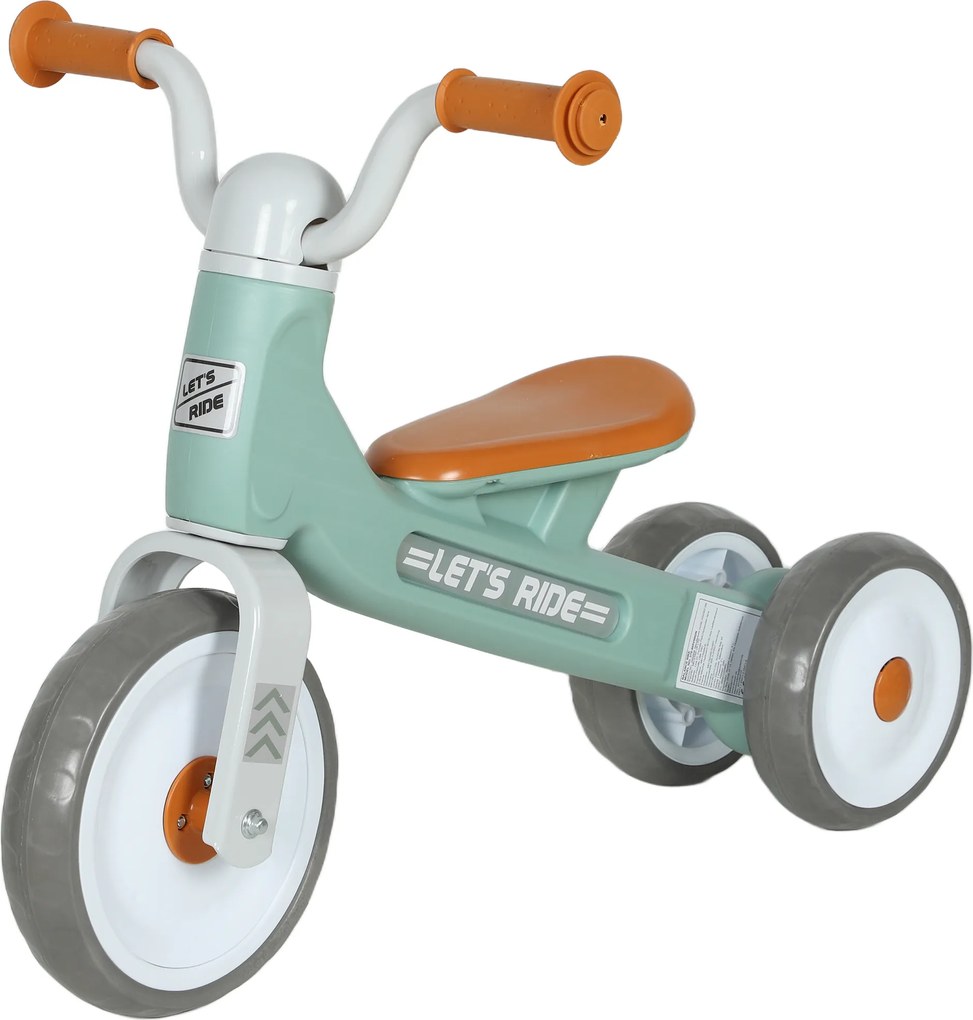 AIYAPLAY Bicicleta sem Pedais para Crianças dos 12 aos 36 Meses Bicicleta de Equilíbrio com Guiadores com Rotação Limitada a 60° 69x40x49 cm Verde | Aosom Portugal