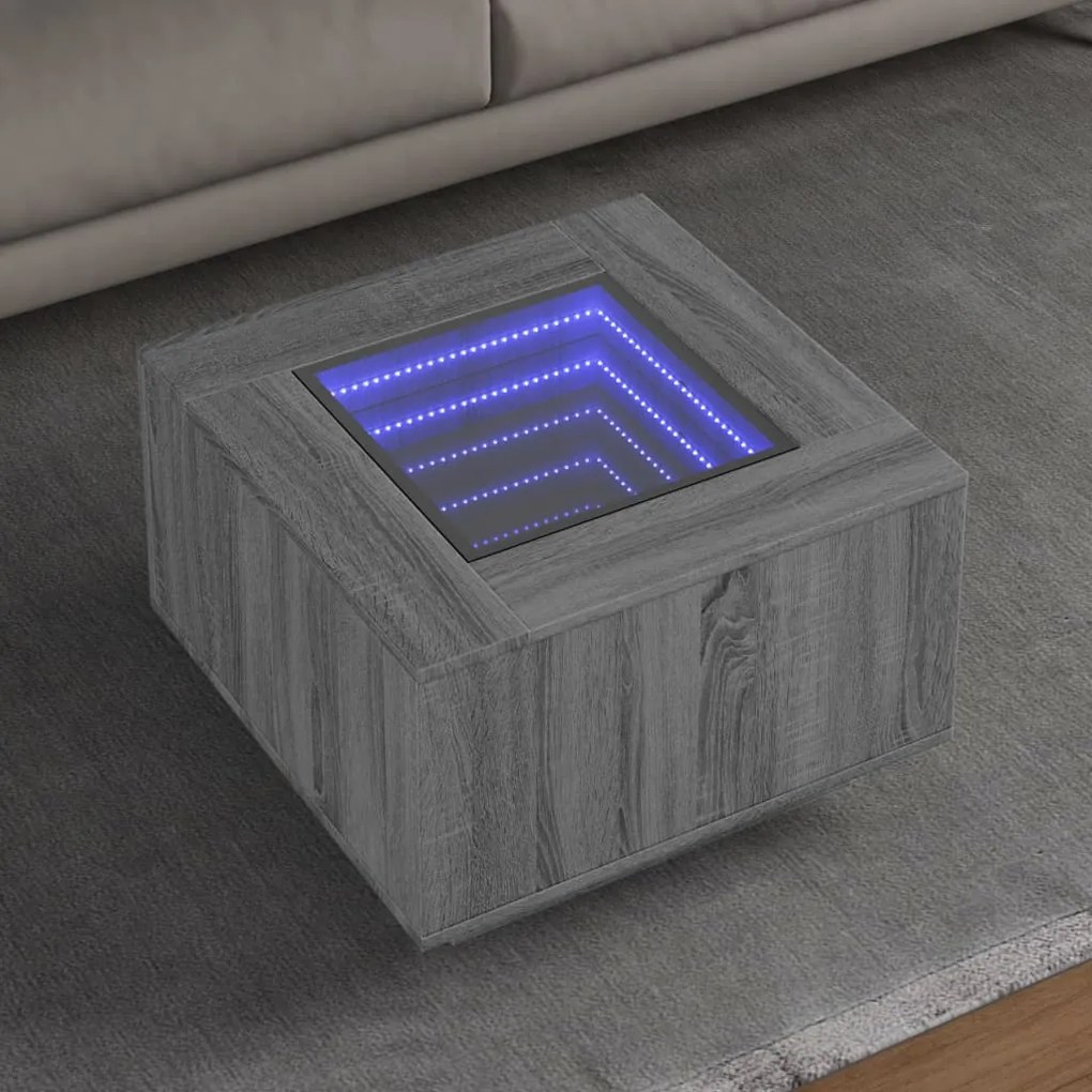 vidaXL Mesa de centro c/ LEDs 60x60x40 cm derivados de madeira