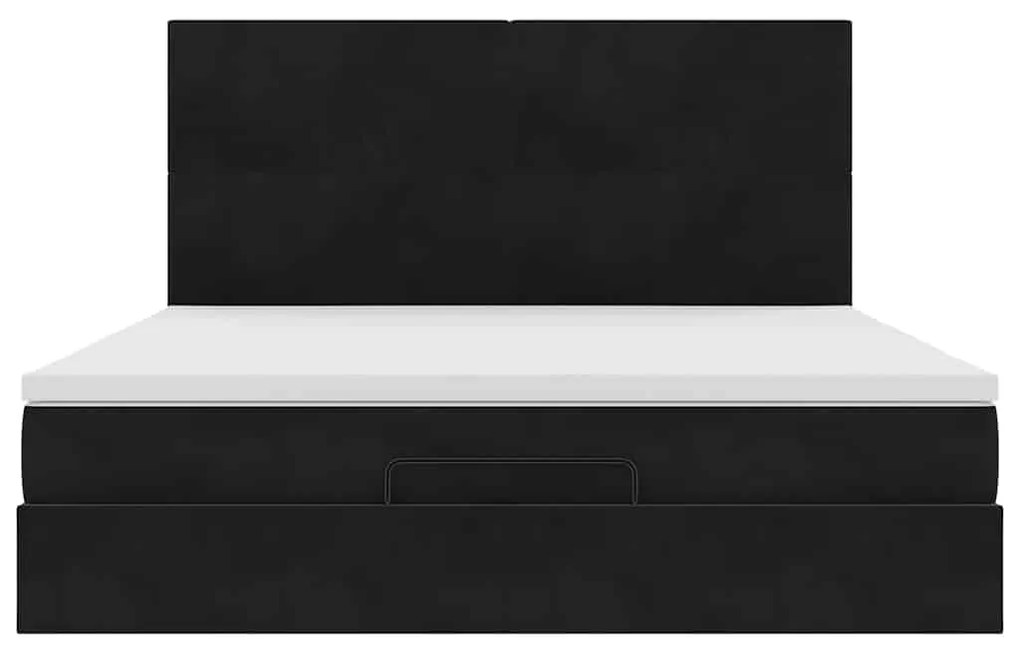 Estrutura de cama otomana com colchões 160x200 cm veludo preto