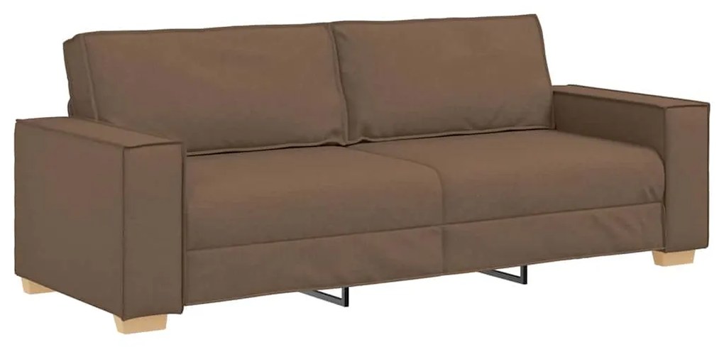 Conjunto de Sofá de 3 Peças com Almofadas em Tecido Castanho