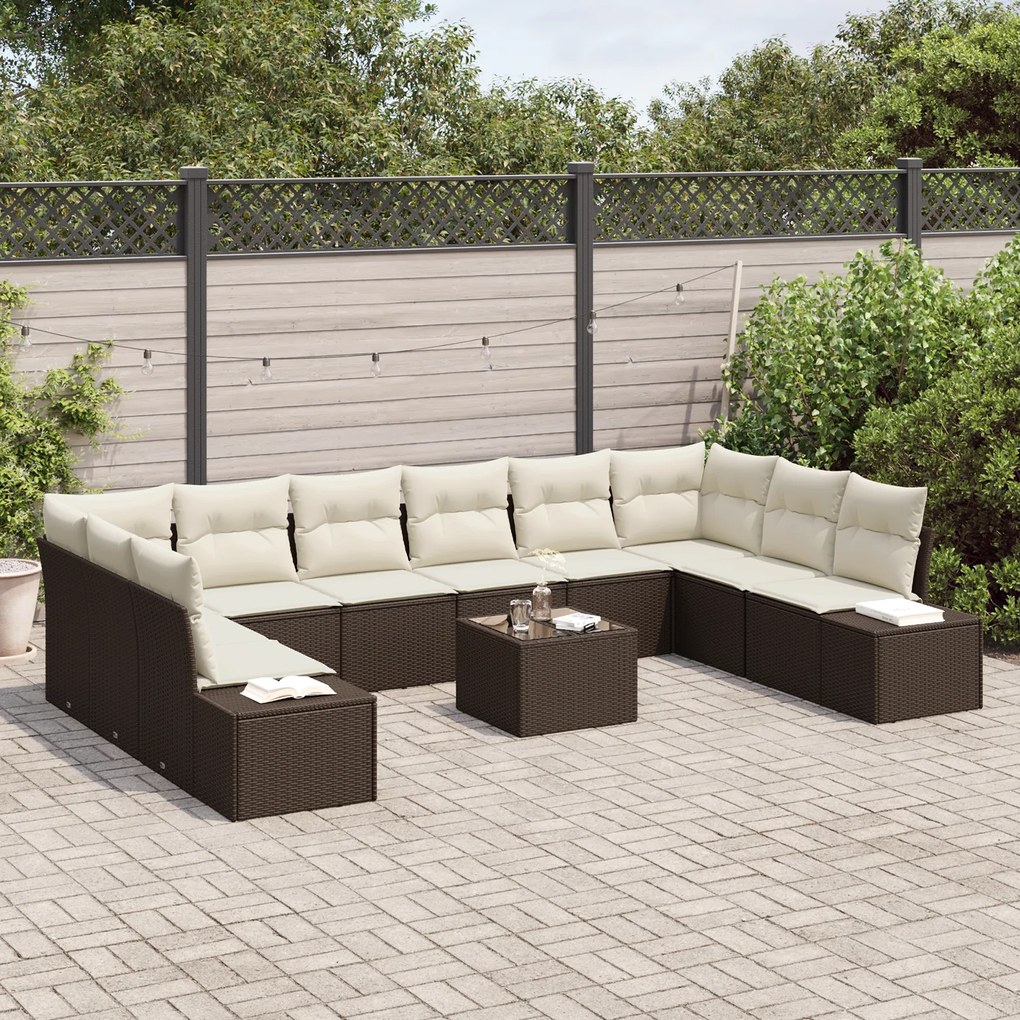 Conjunto de Sofá de Jardim de 10 Peças com Almofadas em Cinza
