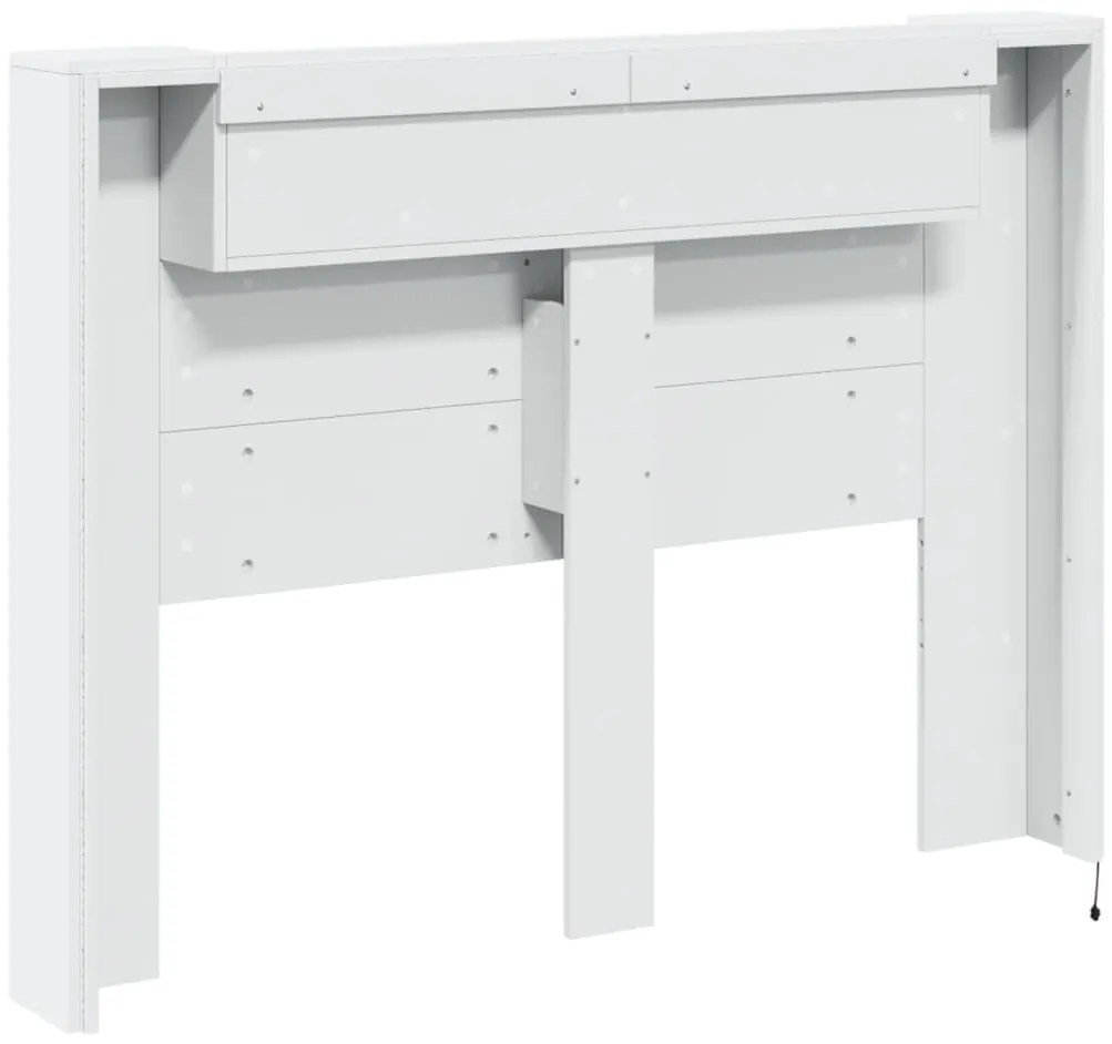 Armário de cabeceira com luzes LED 140x16,5x103,5 cm branco