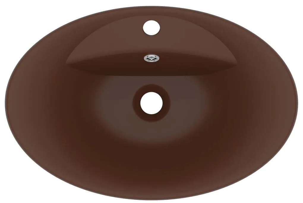 Lavatório luxuoso oval 58,5x39 cm cerâmica castanho-escuro mate