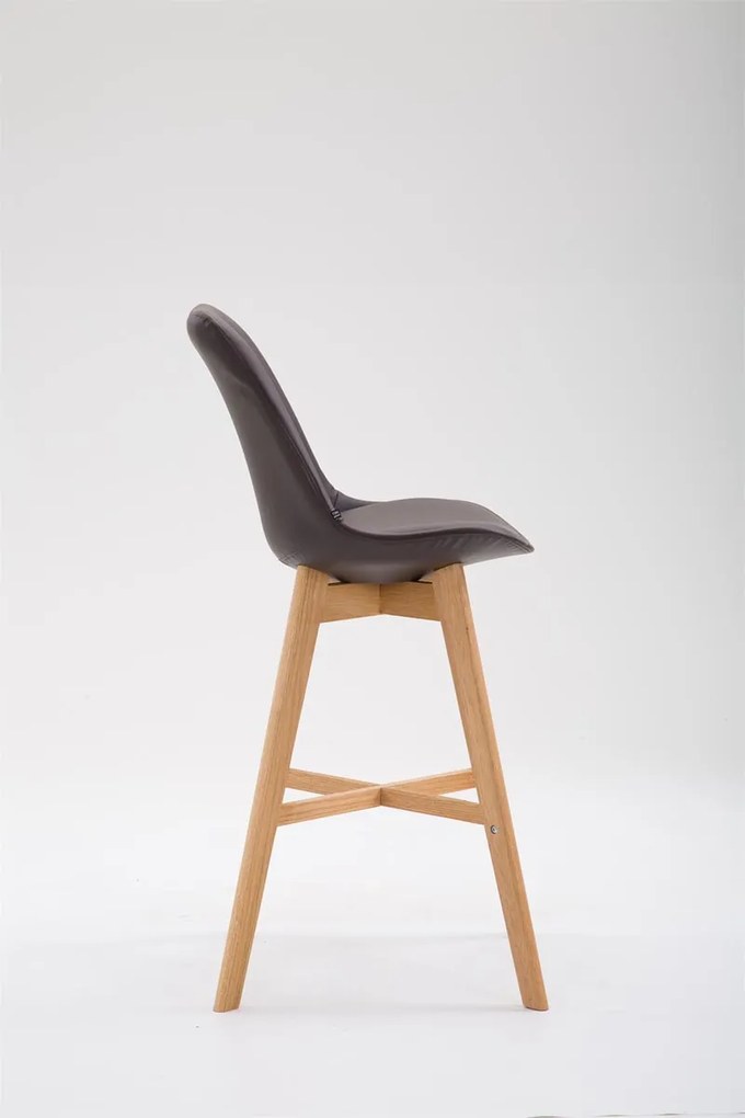 Banco de bar Cannes em couro sintético e com estrutura de Cor Natural 48 x 112 x 56 cm Castanho