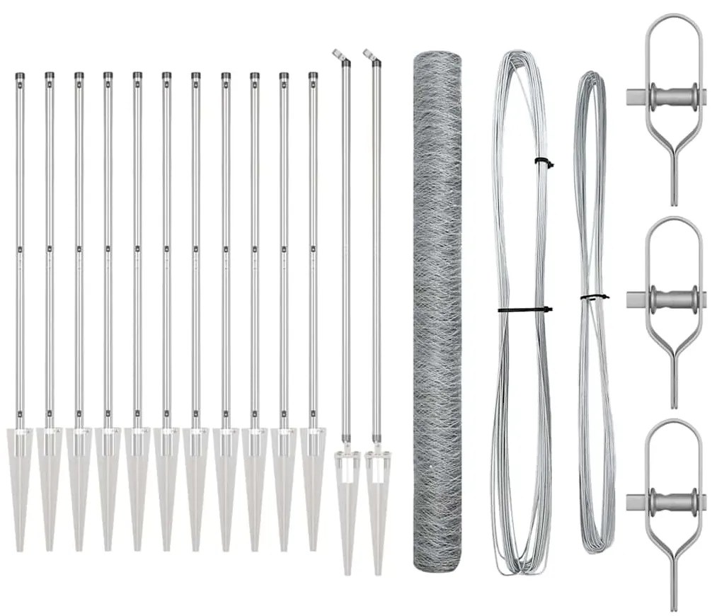 Conjunto de Cercas Conjunto de 2 Aço Galvanizado 25 x 1.5 m