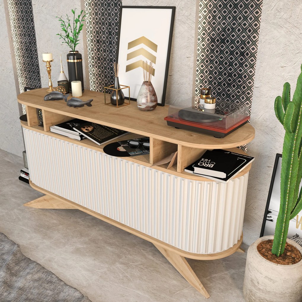 Aparador Stor – Carvalho/Branco – 150x43x75 cm