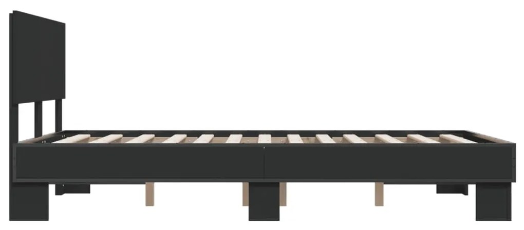 Estrutura de cama 135x190 cm derivados de madeira/metal preto
