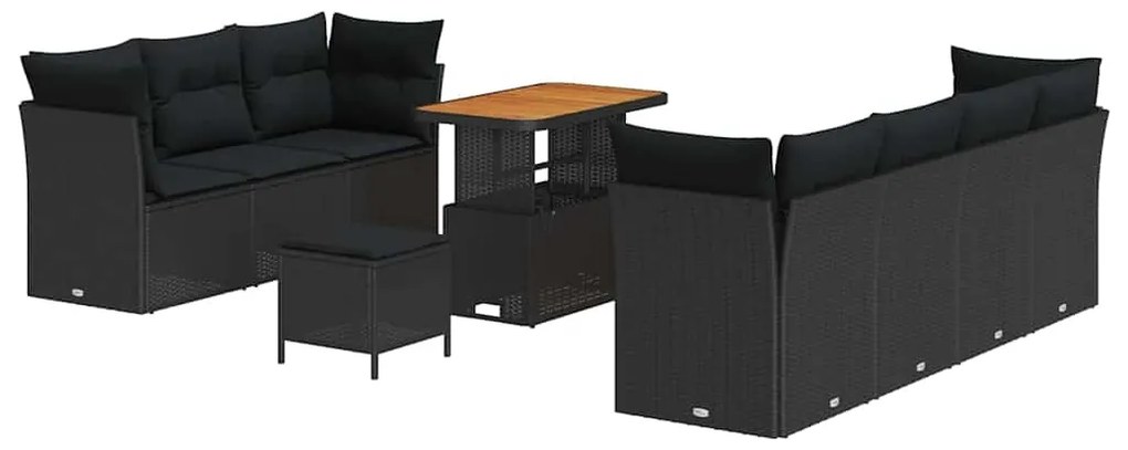 Conjunto de Sofá de Jardim vidaXL de 10 Peças com Almofadas em Polyrat
