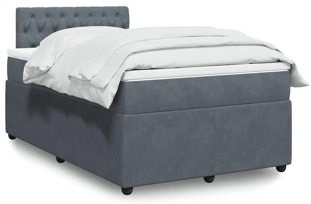 Cama boxspring com colchão 120x200 cm veludo cinzento-escuro