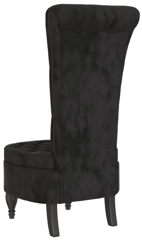 Cadeirão com encosto alto veludo preto design de botões