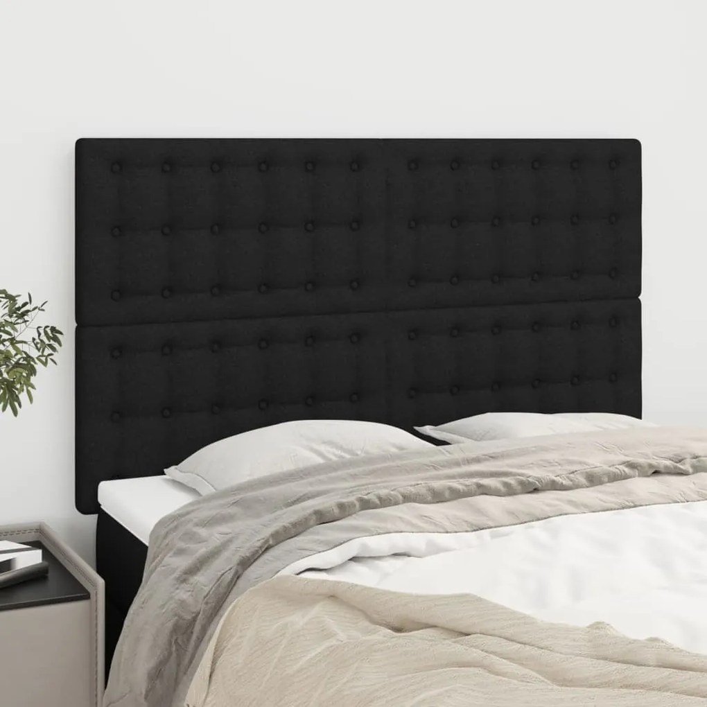 vidaXL Cabeceira de cama 4 pcs tecido 72x5x78/88 cm preto