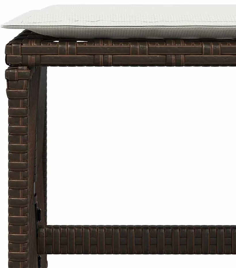 Bancos jardim com almofadões 4 pcs 41x41x36 cm vime PE castanho