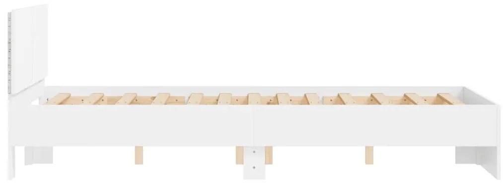 Estrutura de cama com cabeceira e luzes LED 140x200 cm branco