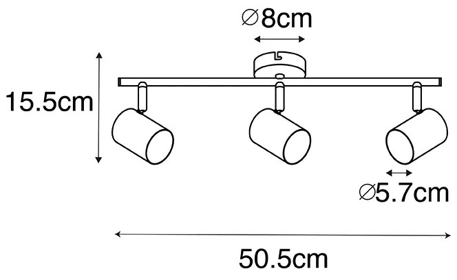 Candeeiro de Teto Moderno de Latão 3 Luzes Ajustável - Jeana