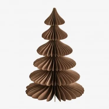 Árvore De Natal Em Papel Navira ↑30 Cm & Castanho Caramelo Com Borda Dourada - Sklum