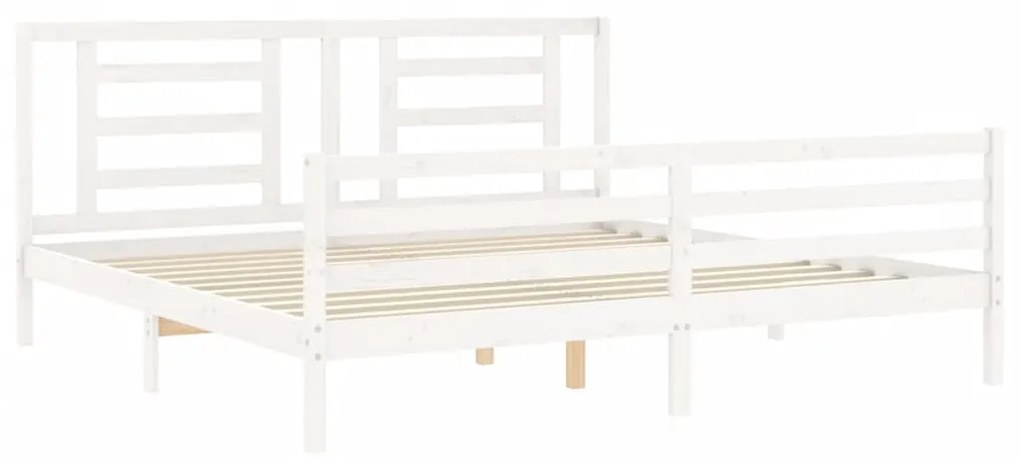 Estrutura cama Super King Size c/ cabeceira madeira branco