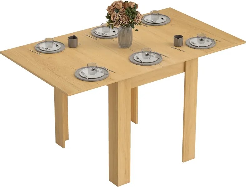 Mesa de Refeição Extensível 70-140x80 cm para 4-6 Pessoas com Puxador de PU para Espaços Pequenos Madeira