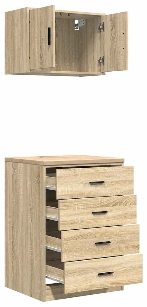 Armários de garagem 2pcs derivados de madeira carvalho sonoma