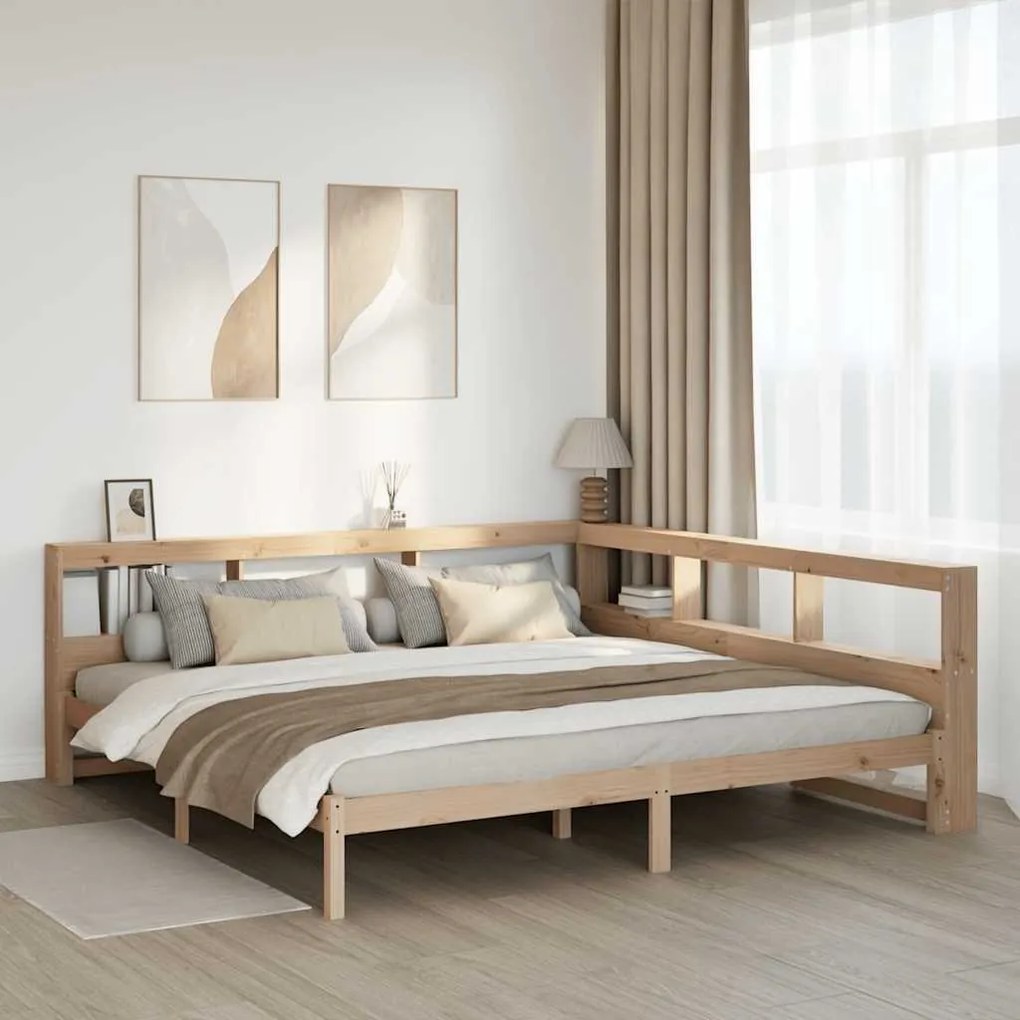 vidaXL Cama com estante sem colchão 180x200 cm pinho maciço