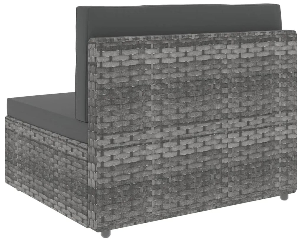 8 pcs conjunto lounge de jardim vime PE cinzento