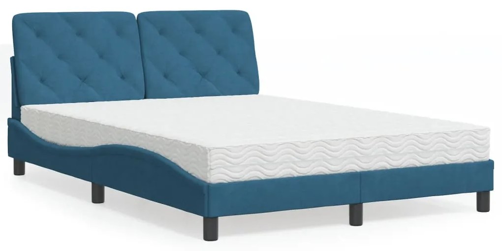 Cama com colchão 120x200 cm veludo azul