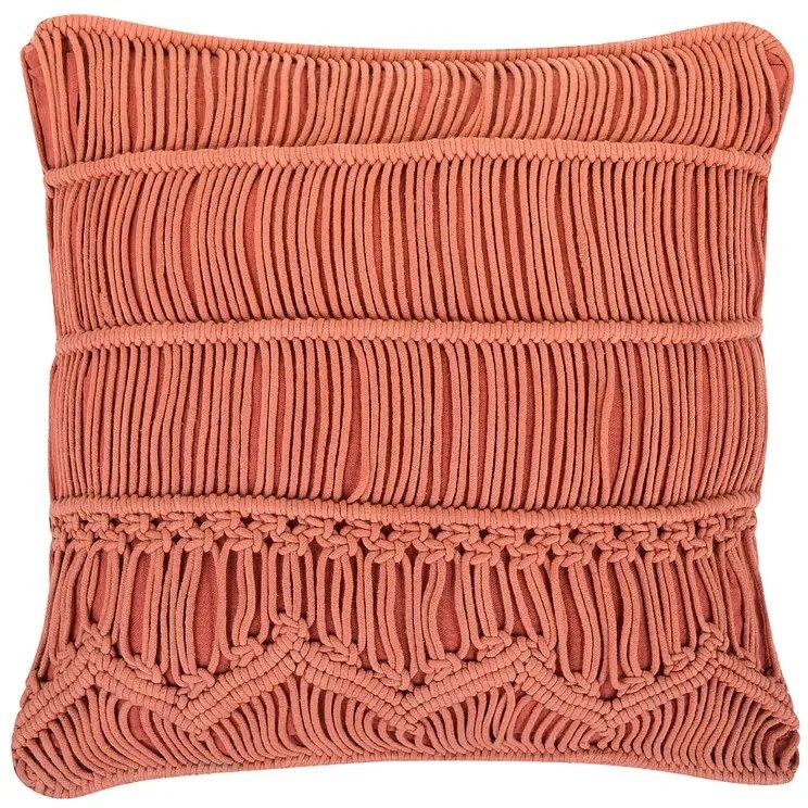 Almofada decorativa em macramé de algodão laranja 45 x 45 cm AKKOY Beliani