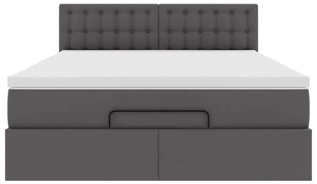 Estrutura de cama otomana com colchão 140x190 cm cinzenta