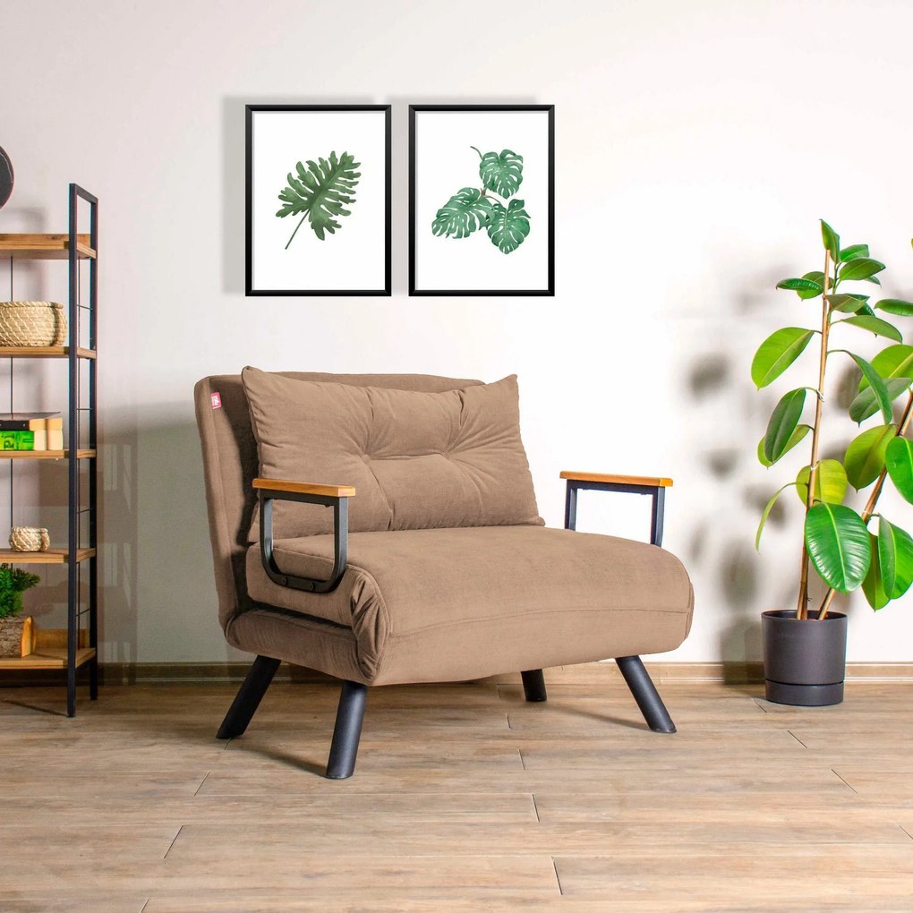 Sofá-Cama de 1 Lugar Sando – Castanho Claro – 175x60 cm
