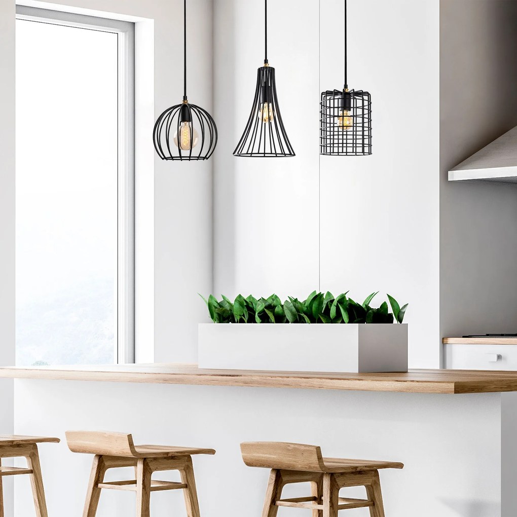 Chandelier Teltrio – Preto Antique – 91 x 25 x 49-129 cm
