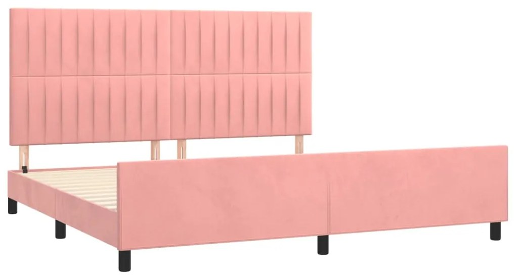 Estrutura de cama c/ cabeceira 200x200 cm veludo rosa