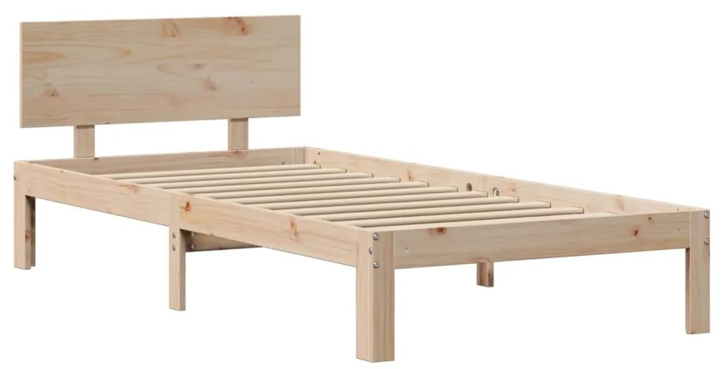 Estrutura de cama com cabeceira 90x200 cm pinho maciço