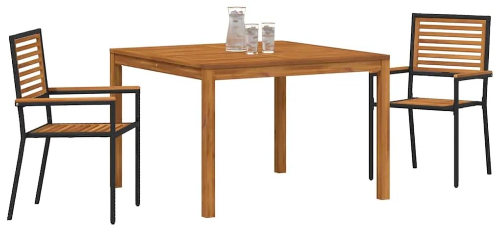 Conjunto de Jantar de Jardim 3 pcs Preto 110 x 110 x 75 cm