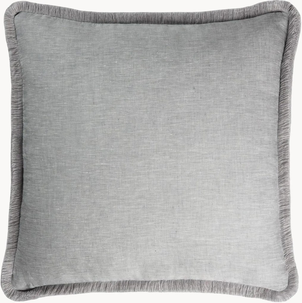 Almofada de linho artesanal com franjas Happy Pillow